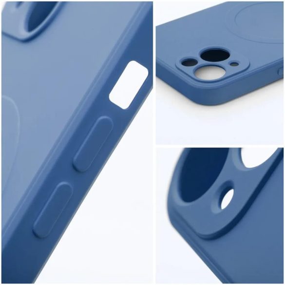 iPhone 14 Plus (6,7") telefon tok, szilikon tok, mikroszálas belső, kék, Silicone Mag Cover
