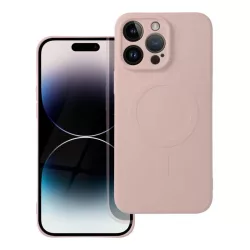   iPhone 14 Plus (6,7") telefon tok, szilikon tok, magsafe, mikroszálas belső, púderrózsaszín, Silicone Mag Cover