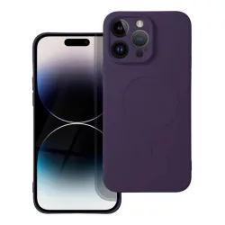  iPhone 14 Pro (6,1") telefon tok, szilikon tok, magsafe, mikroszálas belső, sötét lila, Silicone Mag Cover