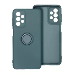   Samsung Galaxy A23 4G/5G gyűrűs hátlap tok, szilikon tok, velúr belső, zöld, SM-A235, SM-A236, Silicone Ring