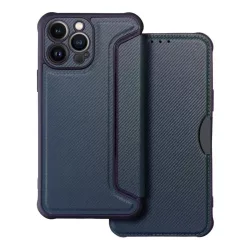   Samsung Galaxy S23 Plus telefon tok, könyvtok, oldalra nyíló tok, mágnesesen záródó, PU / TPU tok, karbon mintás, kék, SM-S916, Razor