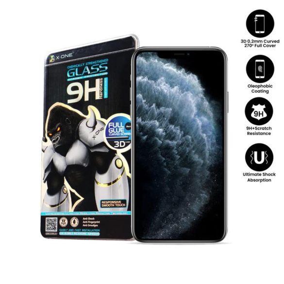 Samsung Galaxy S23 Plus, előlapi üvegfólia, edzett, hajlított, fekete keret, 9H, SM-S916, 3D Full Glue, X-ONE