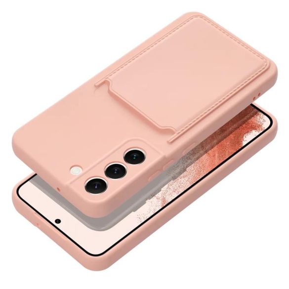 Samsung Galaxy A54 szilikon tok, hátlap tok, bankkártya tartós, rózsaszín / barackvirág, SM-A546, Card