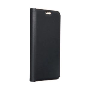Samsung Galaxy A54 telefon tok, könyvtok, oldalra nyíló tok, mágnesesen záródó, fekete-arany, SM-A546, Luna Book
