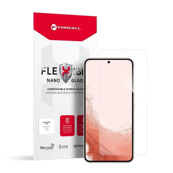 Samsung Galaxy A34 előlapi hibrid üvegfólia, flexibilis, edzett, 0.3mm, SM-A346, Forcell Flexible Nano Glass