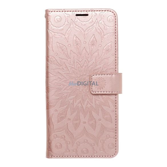 Samsung Galaxy A54 telefon tok, könyvtok, oldalra nyíló tok, mágnesesen záródó, rose gold, mandala, SM-A546, Mezzo