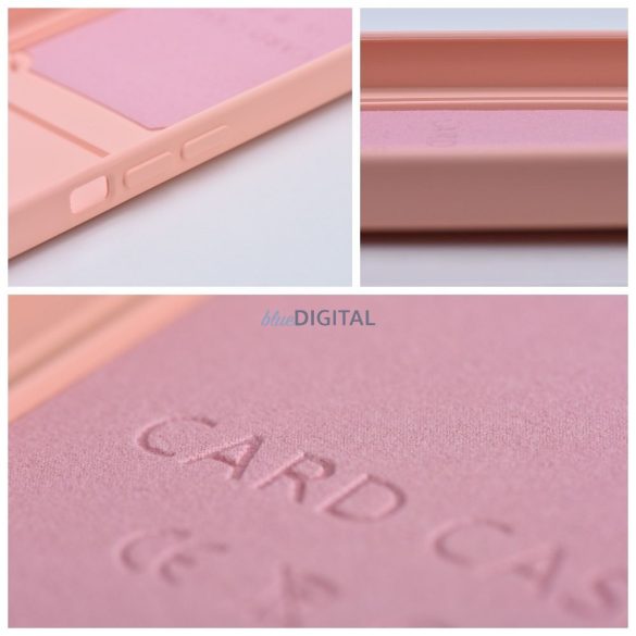 Samsung Galaxy A14 4G/5G szilikon tok, hátlap tok, bankkártya tartós, rózsaszín / barackvirág, SM-A145, SM-A146, Card