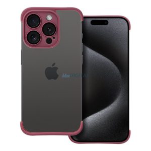 iPhone 12 Pro Max (6.7") keret tok, TPU tok, kameravédelem, bordó, Mini Bumpers