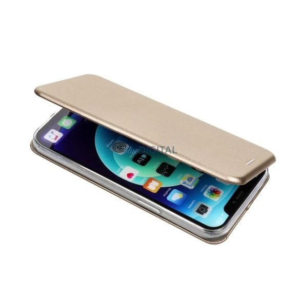 Xiaomi Redmi Note 12 5G / Poco X5 telefontok, könyvtok, mágneszáras, flip tok, szilikon keretes, arany, Forcell Elegance