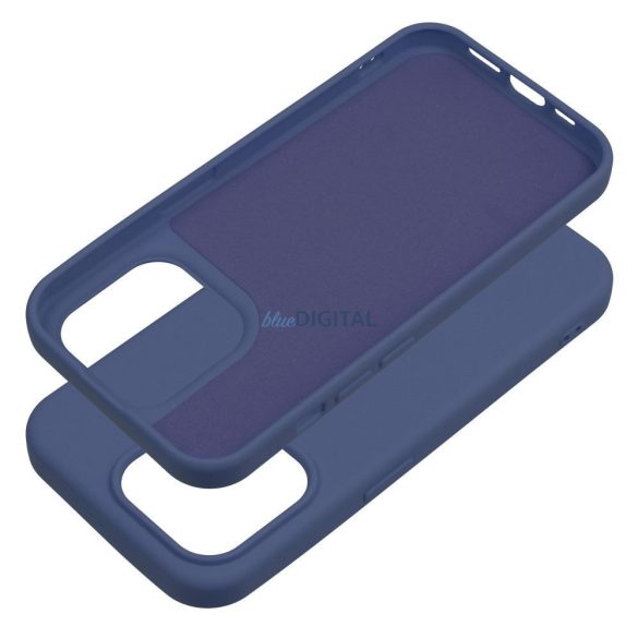 iPhone 15 Pro Max (6.7") szilikon tok, matt, velúr belső, kék, Silicone