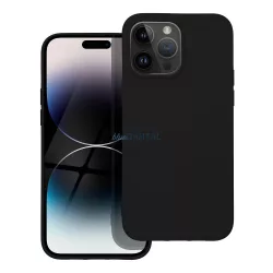   iPhone 15 Pro (6.1") szilikon tok, matt, velúr belső, fekete, Silicone