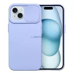   iPhone 15 (6.1") hátlap tok, TPU tok, kamera védővel, lila, Slide