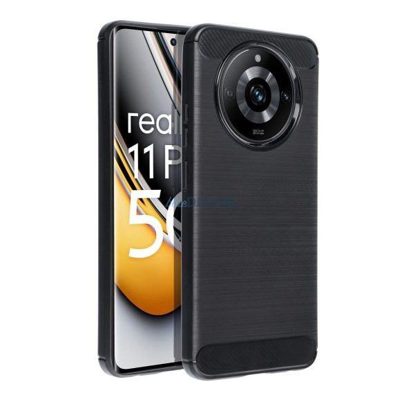 Realme 11 / 11 Pro szilikon tok, fekete, Carbon fiber