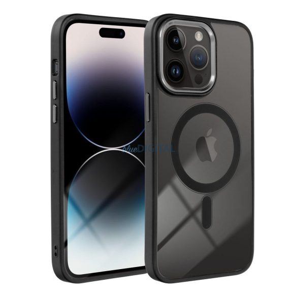 iPhone 11 Pro (5.8") szilikon tok, PC/TPU tok, magsafe, színes keretes, átlátszó/fekete, Color Edge Mag Cover