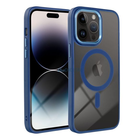 iPhone 11 Pro Max (6.5") szilikon tok, PC/TPU tok, magsafe, színes keretes, átlátszó/kék, Color Edge Mag Cover