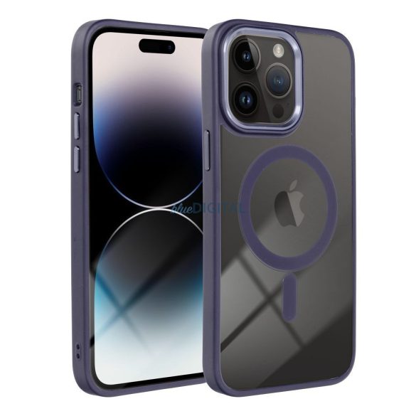 iPhone 11 Pro (5.8") szilikon tok, PC/TPU tok, magsafe, színes keretes, átlátszó/lila, Color Edge Mag Cover