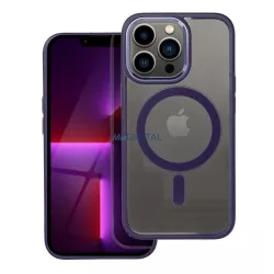   iPhone 13 Pro (6.1") szilikon tok, PC/TPU tok, magsafe, színes keretes, átlátszó/lila, Color Edge Mag Cover