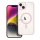 iPhone 14 Plus (6.7") szilikon tok, PC/TPU tok, magsafe, színes keretes, átlátszó/púderrózsaszín, Color Edge Mag Cover