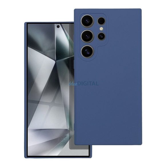 Samsung Galaxy S24 Ultra szilikon tok, matt, velúr belső, kék, SM-S928, Silicone