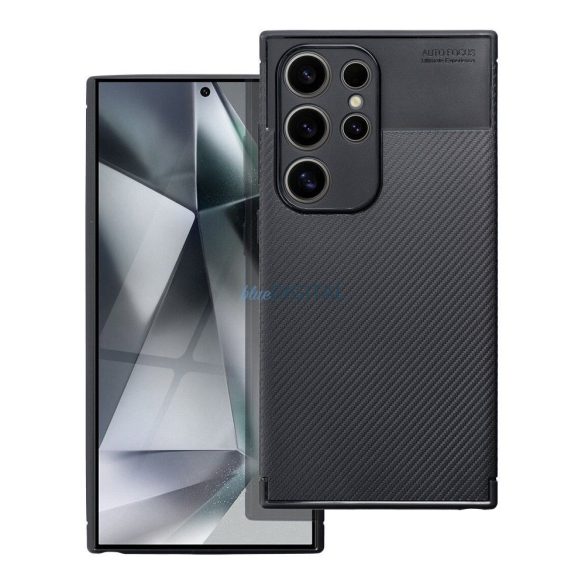 Samsung Galaxy S24 Ultra szilikon tok, hátlap tok, carbon mintás, kamera védelem, fekete, SM-S928, Carbon Premium