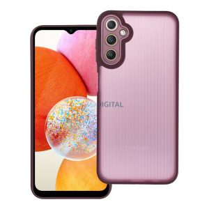 Samsung Galaxy A14 4G/5G hátlap tok, műanyag /TPU tok, kamera védelem, bordó-lila, SM-A145, SM-A146, Variete