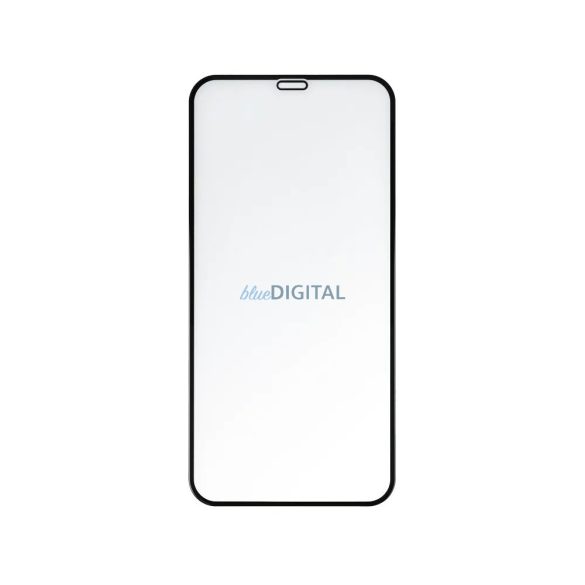 iPhone 15 Plus (6.7") előlapi üvegfólia, edzett, hajlított, fekete keret, 9H, 5D Full Glue