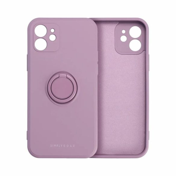 Samsung Galaxy A34 gyűrűs hátlap tok, szilikon tok, velúr belső, lila, SM-A346, Roar Amber