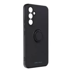   Samsung Galaxy A34 gyűrűs hátlap tok, szilikon tok, velúr belső, fekete, SM-A346, Roar Amber