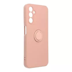   Samsung Galaxy A34 gyűrűs hátlap tok, szilikon tok, velúr belső, rózsaszín/barackvirág, SM-A346, Roar Amber