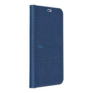 Xiaomi Redmi 13C telefon tok, könyvtok, oldalra nyíló tok, mágnesesen záródó, karbon mintás, kék, Luna Book