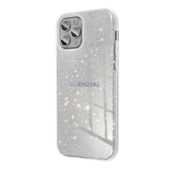Samsung Galaxy A15 4G/5G szilikon tok, csillámos, hátlap tok, ezüst, SM-A145, SM-A146, Shining