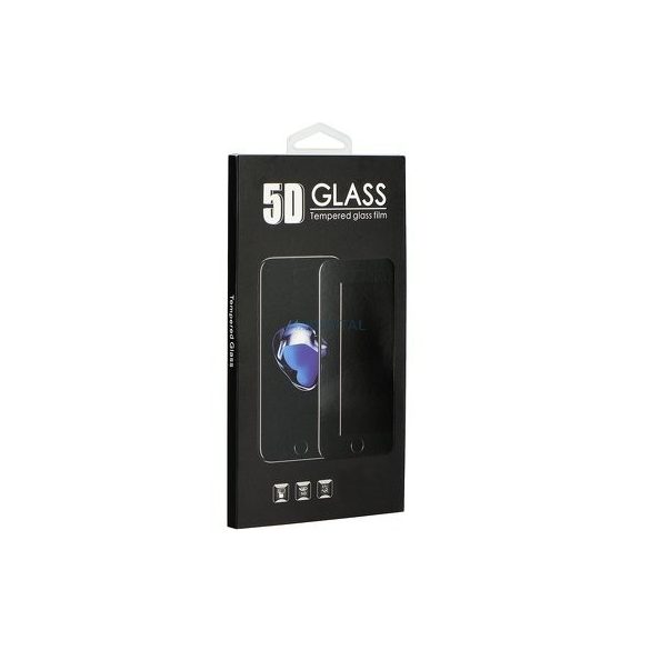 Samsung Galaxy A24 / A25 előlapi üvegfólia, edzett, hajlított, fekete keret, 9H, SM-A245, SM-A256, 5D Full Glue