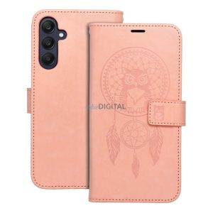 Samsung Galaxy A35 telefon tok, könyvtok, oldalra nyíló tok, mágnesesen záródó, barackvirág, dreamcatcher, SM-A356, Mezzo