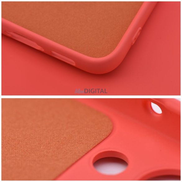 Xiaomi Redmi Note 13 4G szilikon tok, matt, velúr belső, piros / barack, Silicone