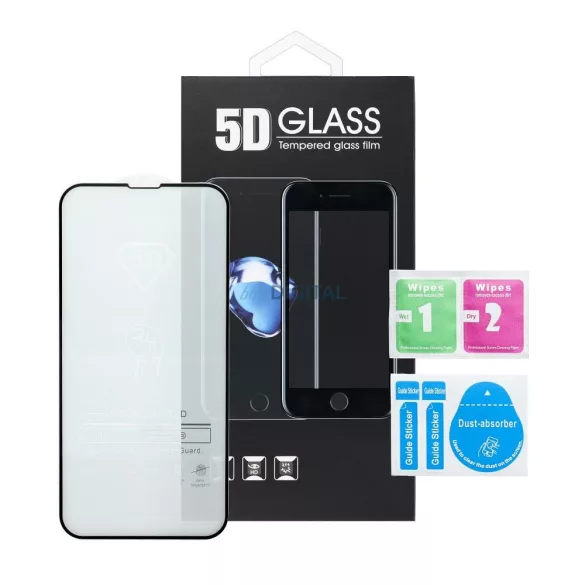 Xiaomi 14T / 14T Pro előlapi üvegfólia, edzett, hajlított, fekete keret, 9H, 5D Full Glue