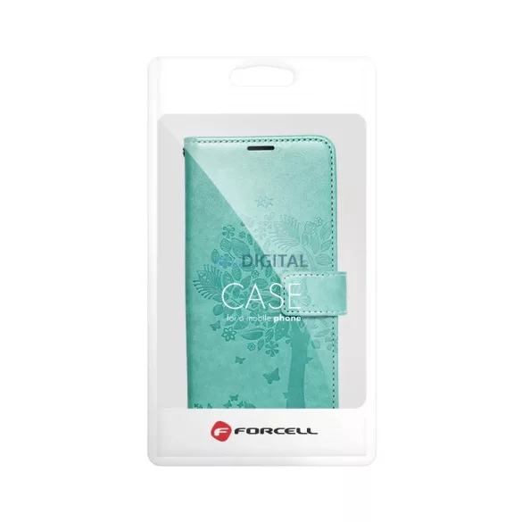 Samsung Galaxy A36 / A56 telefon tok, könyvtok, oldalra nyíló tok, mágnesesen záródó, zöld, tree, SM-A366, SM-A566, Mezzo