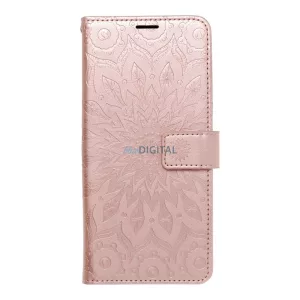 Samsung Galaxy A36 telefon tok, könyvtok, oldalra nyíló tok, mágnesesen záródó, rose gold, mandala, SM-A366, Mezzo