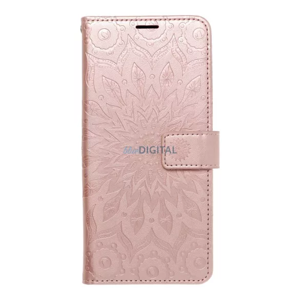 Samsung Galaxy A36 telefon tok, könyvtok, oldalra nyíló tok, mágnesesen záródó, rose gold, mandala, SM-A366, Mezzo