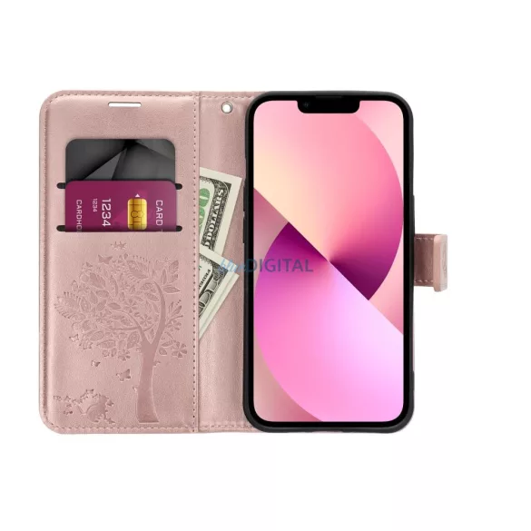 Samsung Galaxy A36 telefon tok, könyvtok, oldalra nyíló tok, mágnesesen záródó, rose gold, mandala, SM-A366, Mezzo