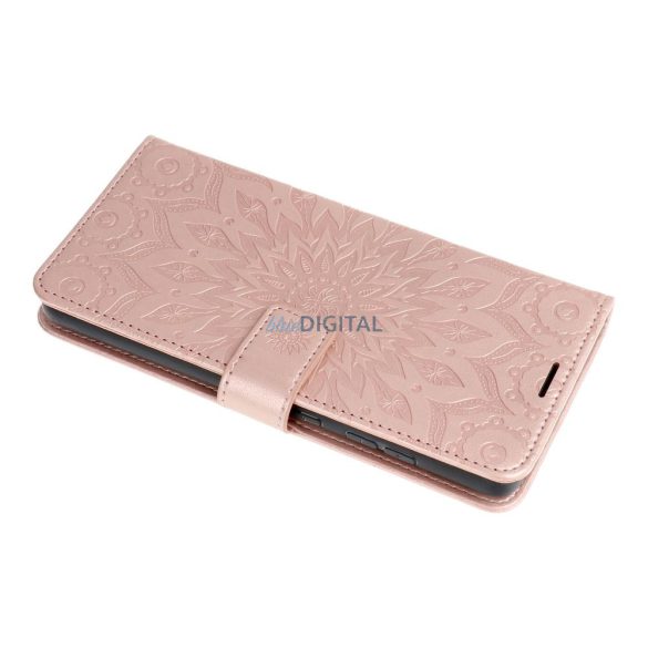 Samsung Galaxy A26 telefon tok, könyvtok, oldalra nyíló tok, mágnesesen záródó, rose gold, mandala, SM-A266, Mezzo