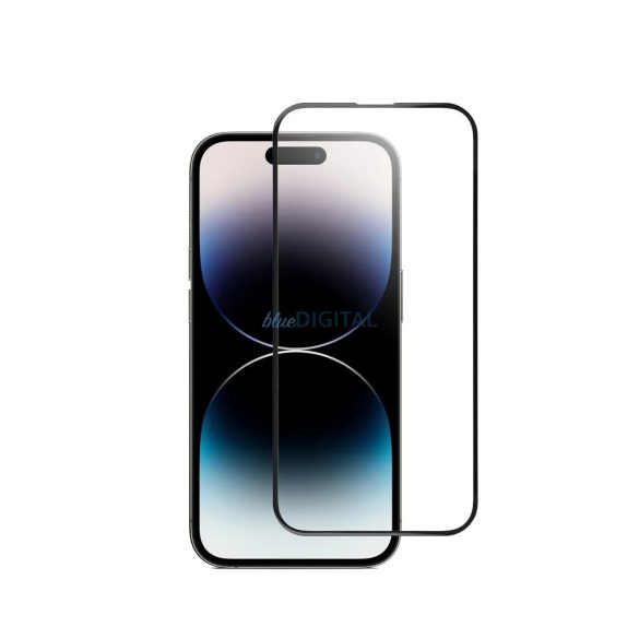 Samsung Galaxy A56 előlapi üvegfólia, edzett, 9H, 0,3mm, fekete keret, SM-A566, 5D Full Glue, BlueStar