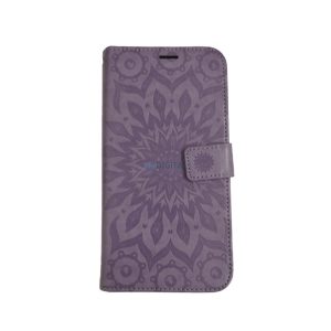 Xiaomi Redmi Note 14 5G telefon tok, könyvtok, oldalra nyíló tok, mágnesesen záródó, lila, mandala, Mezzo