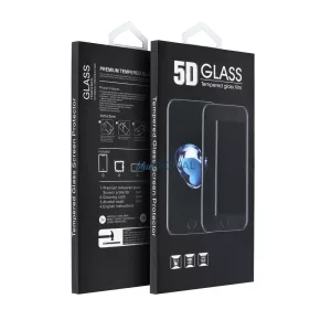 Samsung Galaxy A07 előlapi üvegfólia, edzett, hajlított, fekete keret, 9H, SM-A075, 5D Full Glue