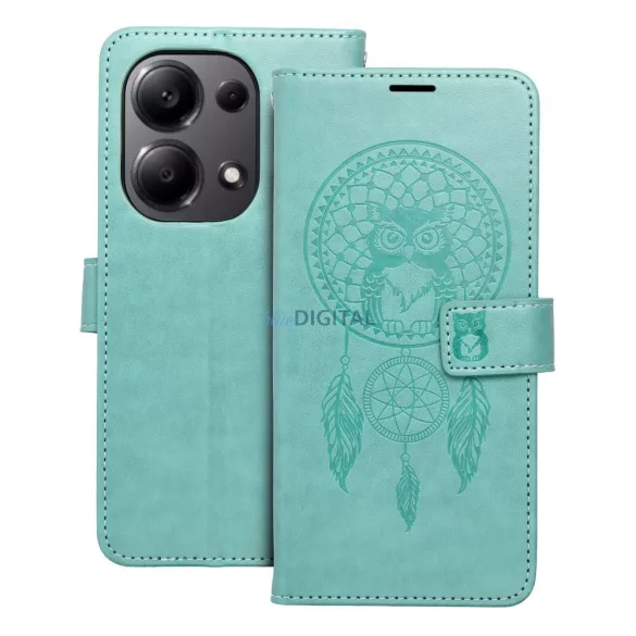 Samsung Galaxy S25 FE  telefon tok, könyvtok, oldalra nyíló tok, mágnesesen záródó, zöld, dreamcatcher, SM-S731, Mezzo