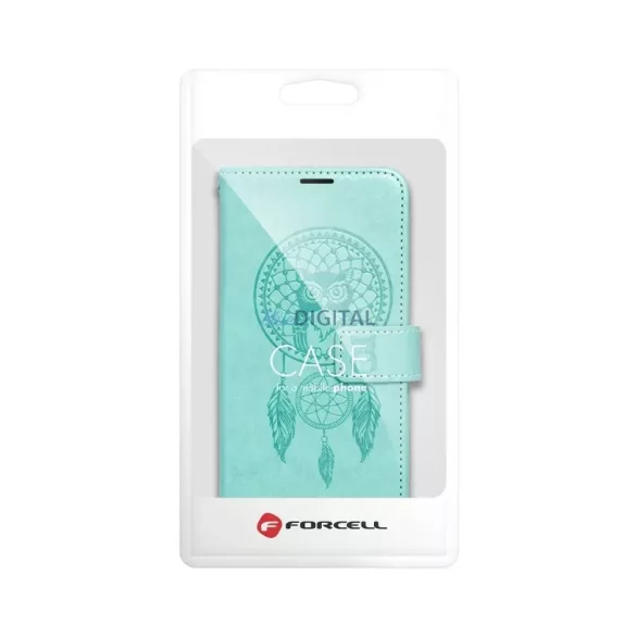 Samsung Galaxy S25 FE  telefon tok, könyvtok, oldalra nyíló tok, mágnesesen záródó, zöld, dreamcatcher, SM-S731, Mezzo