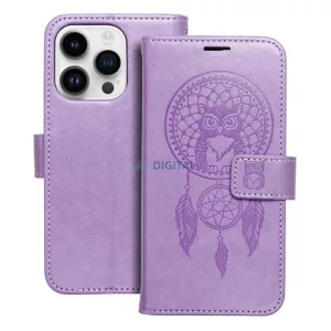 Samsung Galaxy S25 FE telefon tok, könyvtok, oldalra nyíló tok, mágnesesen záródó, lila, dreamcatcher, SM-S731, Mezzo
