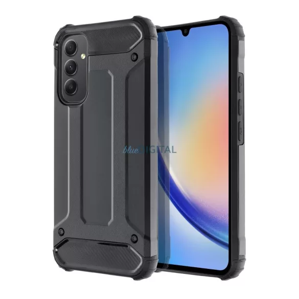 Samsung Galaxy A17 4G/5G ütésálló hátlap tok, fekete, SM-A175, SM-A176, Defender II