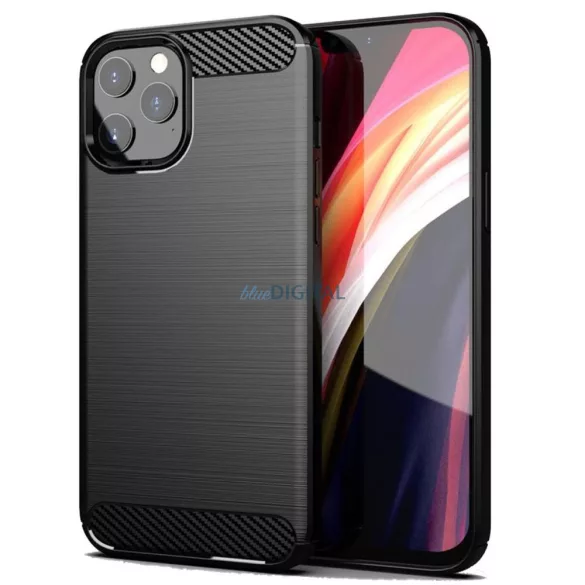 iPhone 17 Air (6.5") szilikon tok, fekete, Carbon fiber