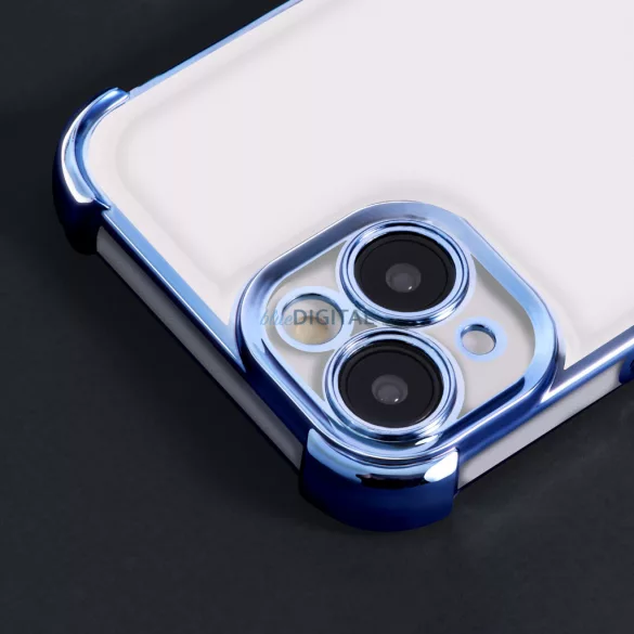 Xiaomi Redmi Note 14 Pro 5G szilikon tok, puha TPU tok, kamera védelemmel, színes keretes, kék, Anti Shock Chrome