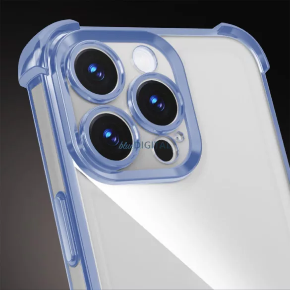 Xiaomi Redmi Note 14 Pro 5G szilikon tok, puha TPU tok, kamera védelemmel, színes keretes, kék, Anti Shock Chrome